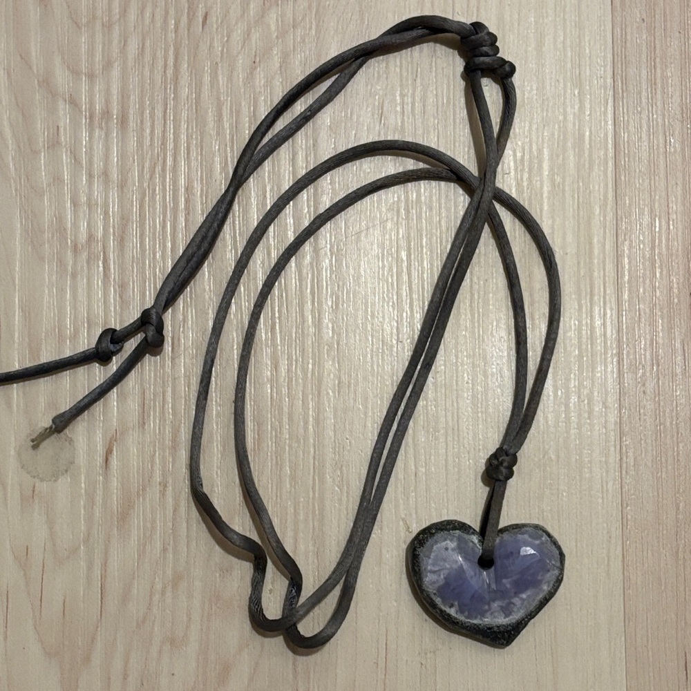 Heart-Shaped Purple Stone Pendant Necklace